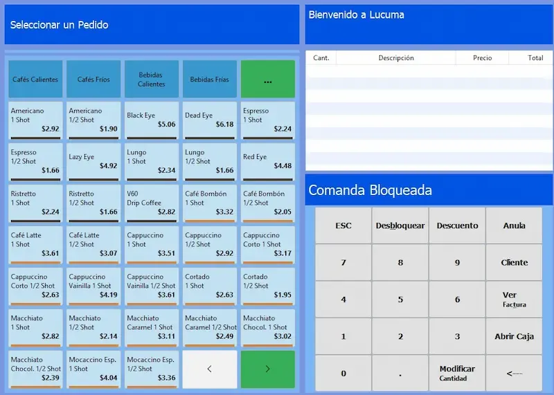Pantalla de venta del sistema punto de venta